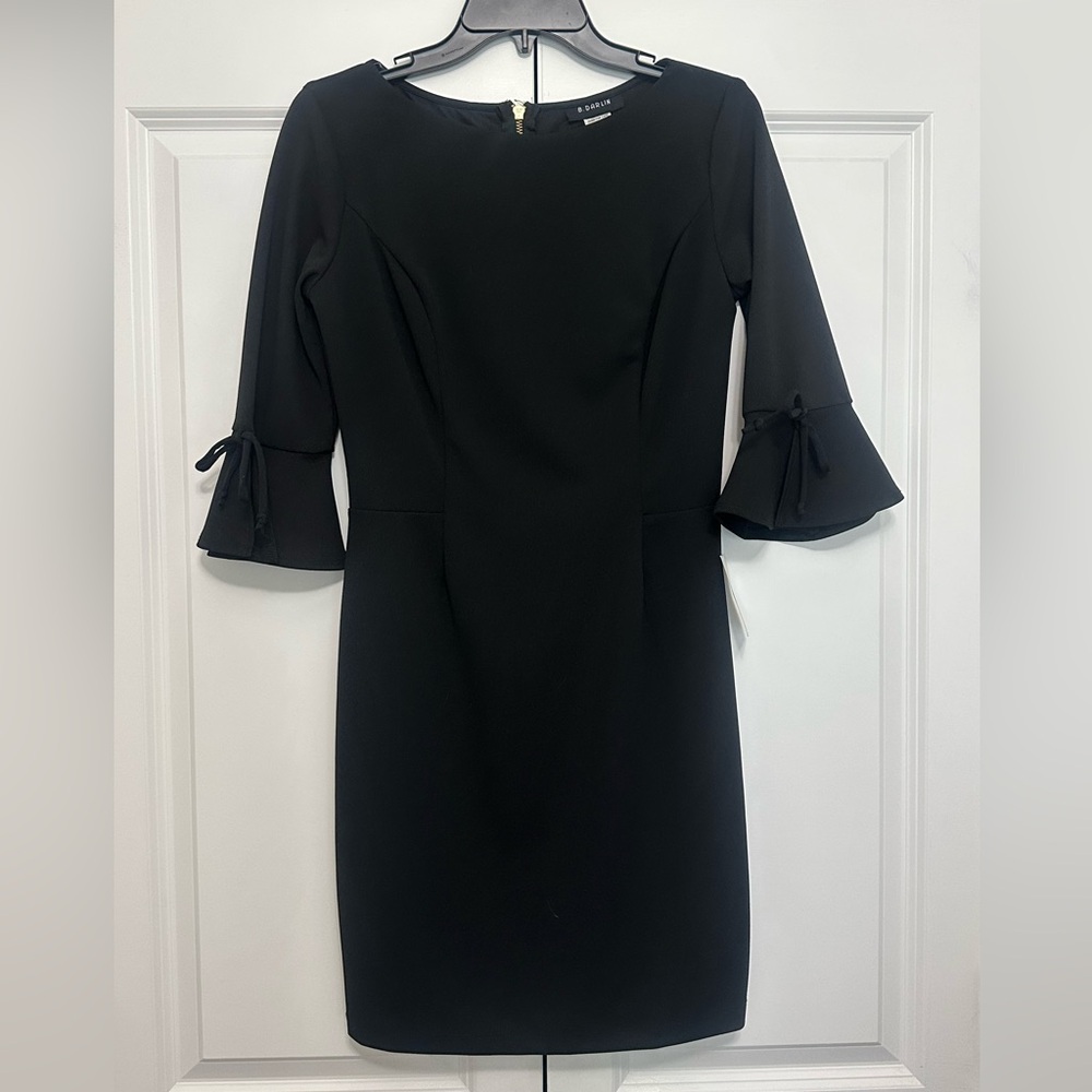 B Darlin Black Sheath Dress with Bell Sleeves